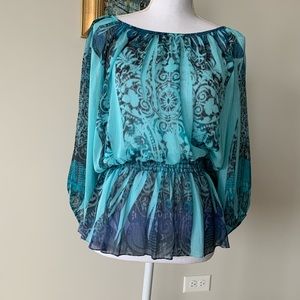 Multicoloured peplum lightweight top